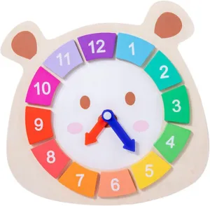 for Early Learning canal Shapes Concepts for Kindergarten Teaching Activities Alipis 1Pc Wooden Clock for Educational Plaything with Design 
