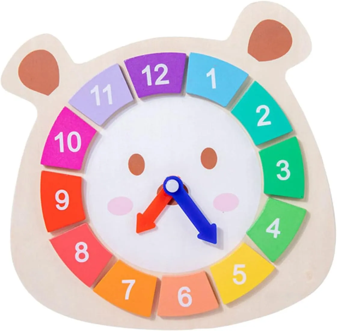 for Early Learning canal Shapes Concepts for Kindergarten Teaching Activities Alipis 1Pc Wooden Clock for Educational Plaything with Design 