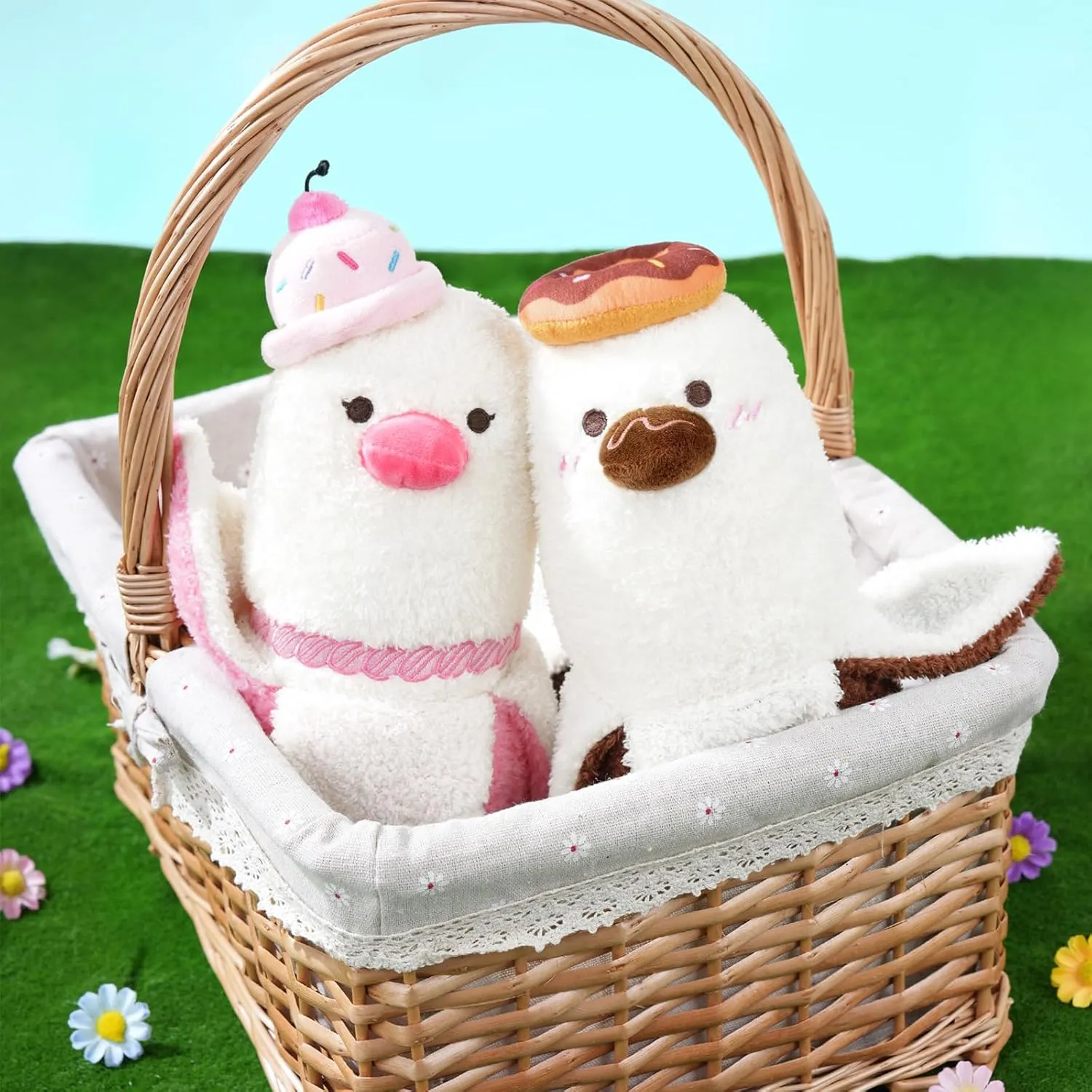 for encase Kids Pink 19.7 PEACH CAT Banana Duck Plush Pillow with Cherry Cake Hat Plushies Toy Cute Dessert Stuffed Animals Gifts 
