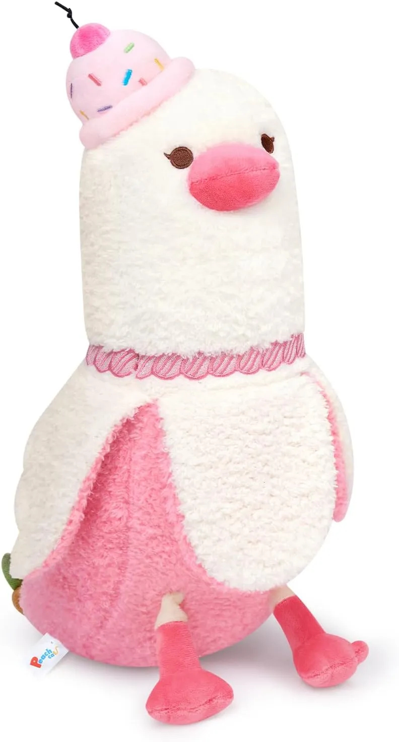 for encase Kids Pink 19.7 PEACH CAT Banana Duck Plush Pillow with Cherry Cake Hat Plushies Toy Cute Dessert Stuffed Animals Gifts 