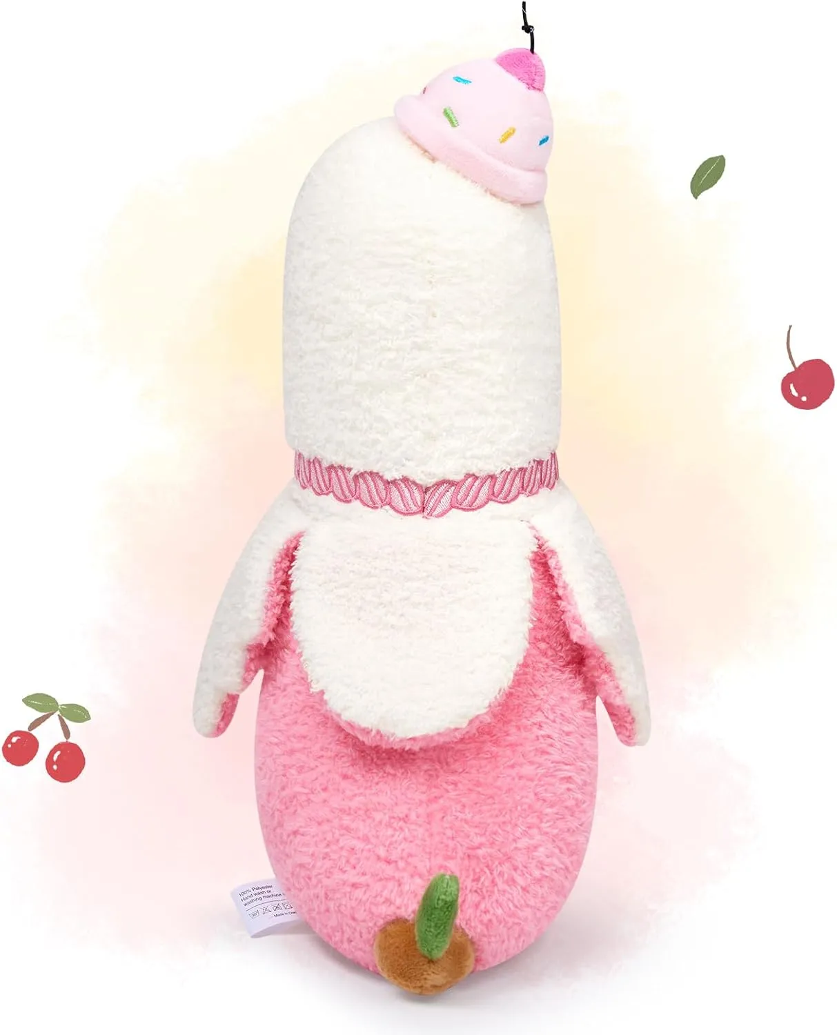 for encase Kids Pink 19.7 PEACH CAT Banana Duck Plush Pillow with Cherry Cake Hat Plushies Toy Cute Dessert Stuffed Animals Gifts 