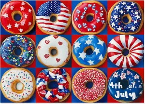 for Family Game Night & Home minutely Decor Patriotic Donuts 500 Piece Puzzles for Adults - American Flag Theme$ with Vibrant Red$ White & Blue Artwork Puzzle 