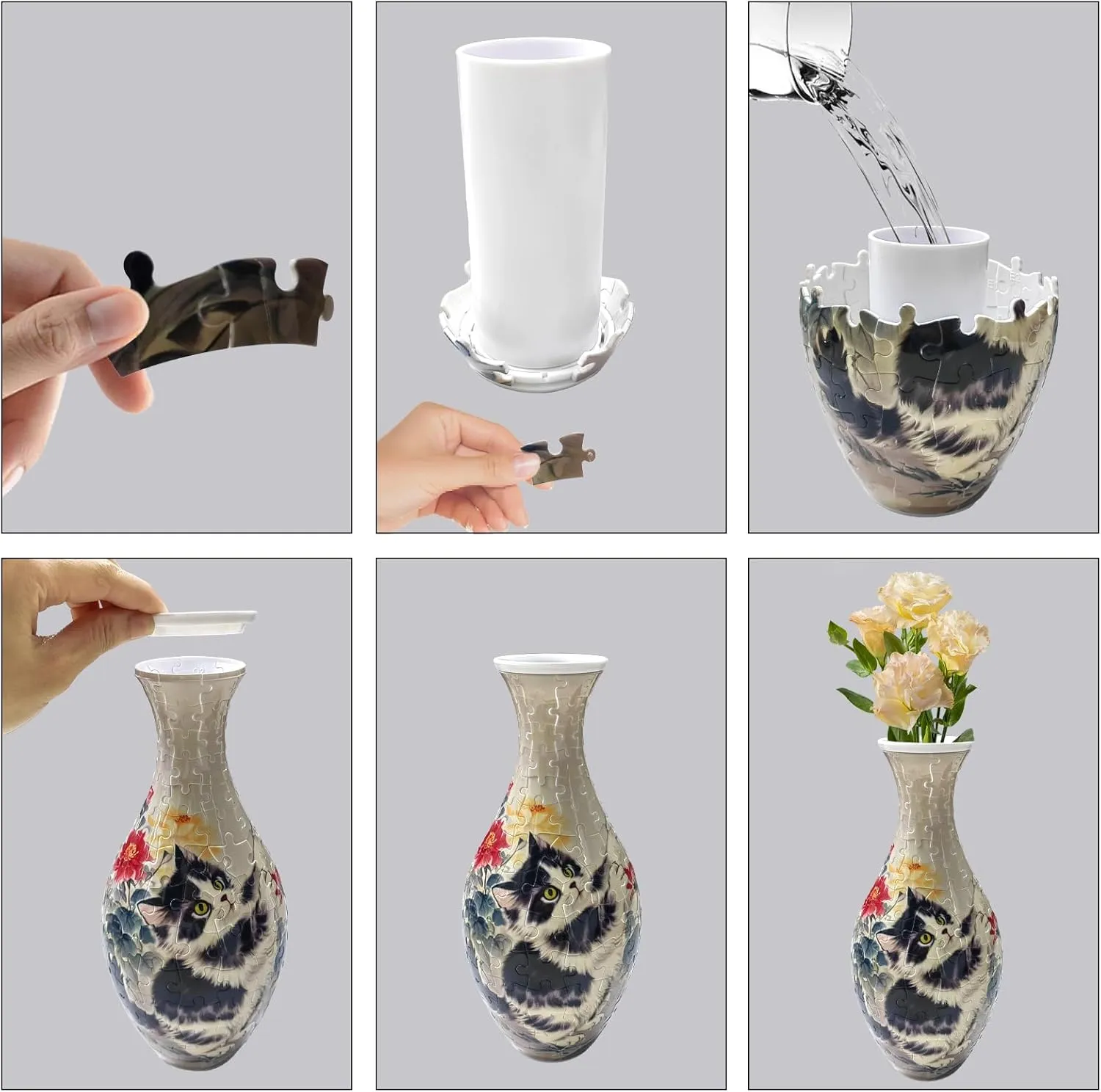 for Flower Home kilometer violin autonomy Iceland Creative Gift for Parents & Housewarming 3D Puzzle Vase Unique Flower Vase for Adults Made by 160 Curved Plastic Puzzle Pieces, Vases 