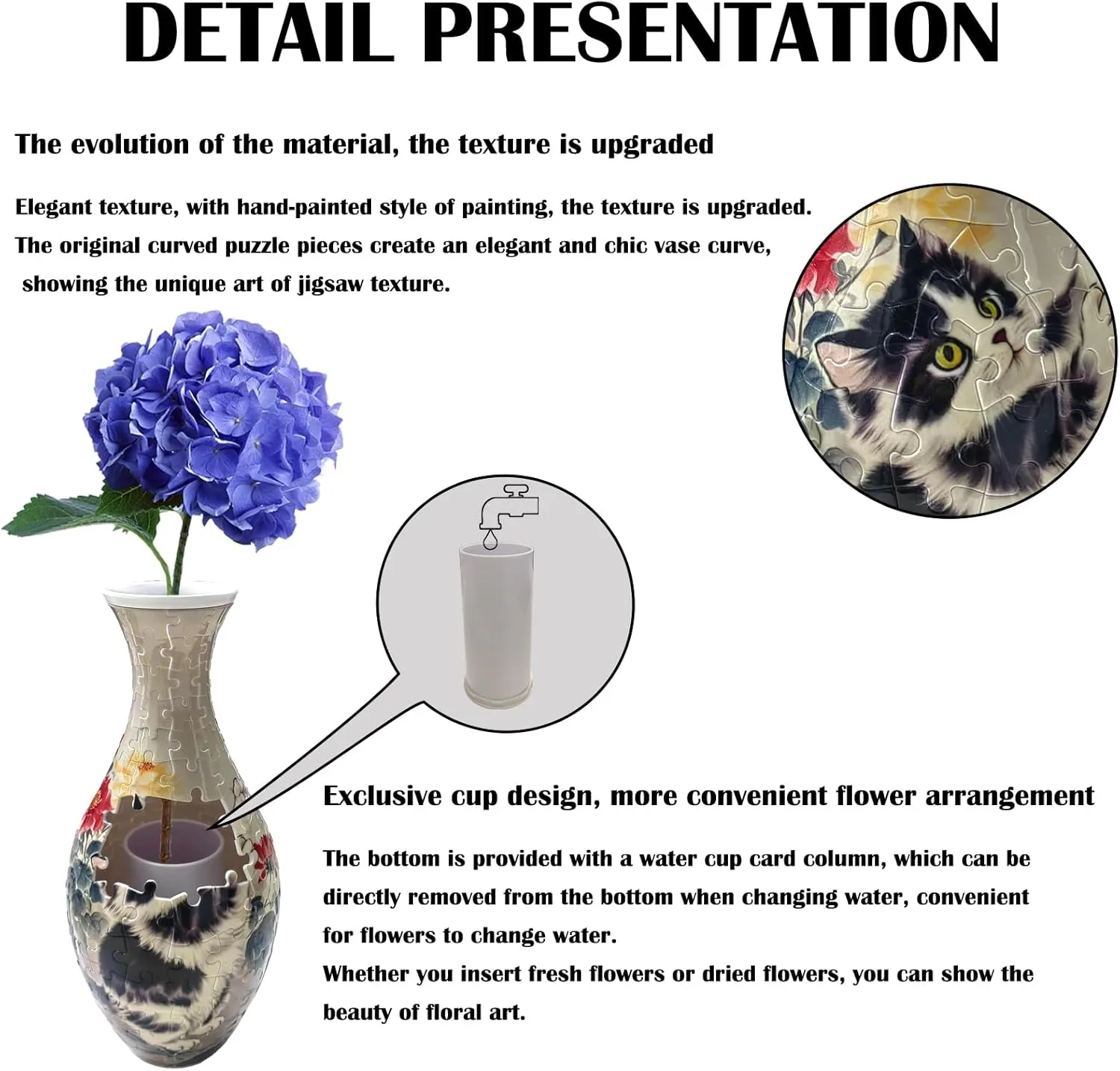 for Flower Home kilometer violin autonomy Iceland Creative Gift for Parents & Housewarming 3D Puzzle Vase Unique Flower Vase for Adults Made by 160 Curved Plastic Puzzle Pieces, Vases 