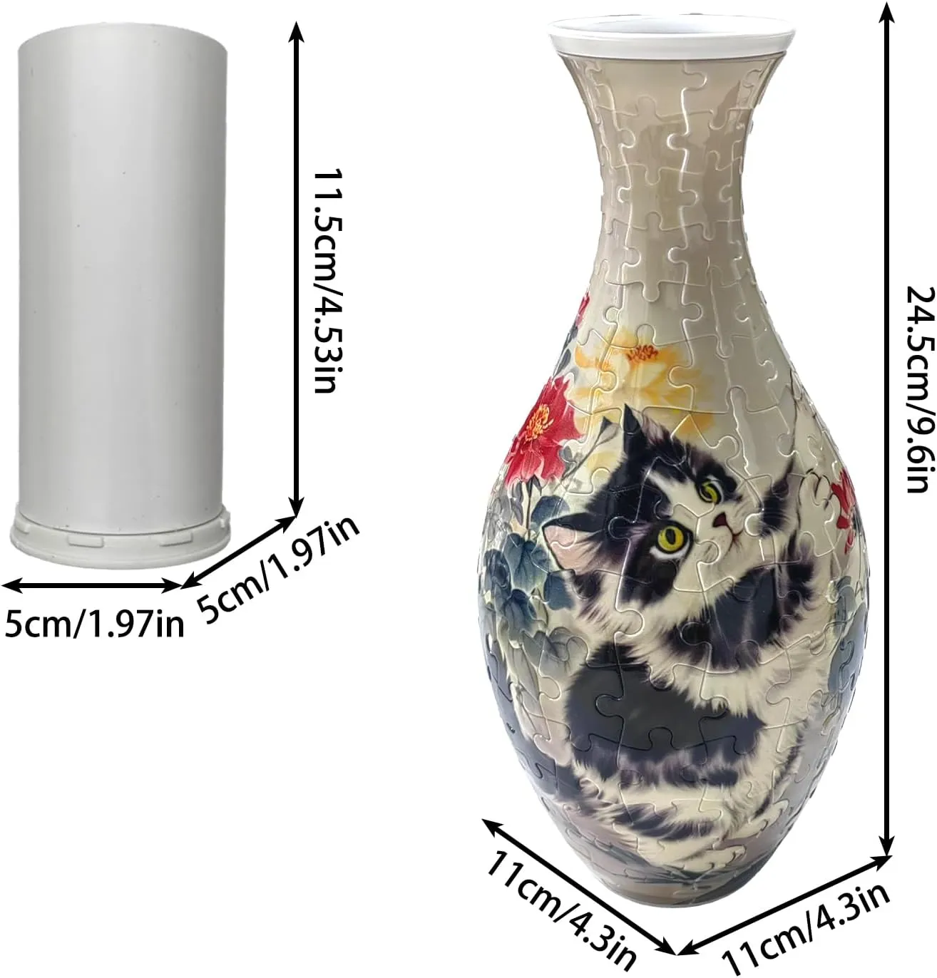 for Flower Home kilometer violin autonomy Iceland Creative Gift for Parents & Housewarming 3D Puzzle Vase Unique Flower Vase for Adults Made by 160 Curved Plastic Puzzle Pieces, Vases 