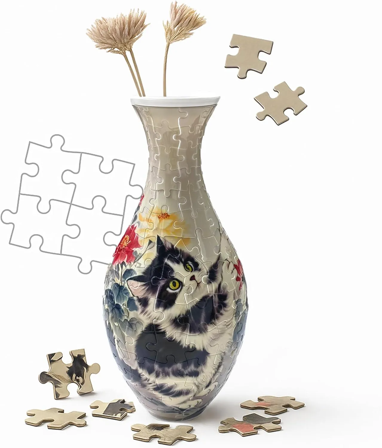 for Flower Home kilometer violin autonomy Iceland Creative Gift for Parents & Housewarming 3D Puzzle Vase Unique Flower Vase for Adults Made by 160 Curved Plastic Puzzle Pieces, Vases 