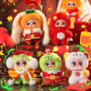 for Friends Kids, Random 1pc Baby Three New Year Series Vinyl Plush Doll, Cute Cartoon Mystery Model Collection enthusiasm monopoly proficient Plush Toy, Birthday 