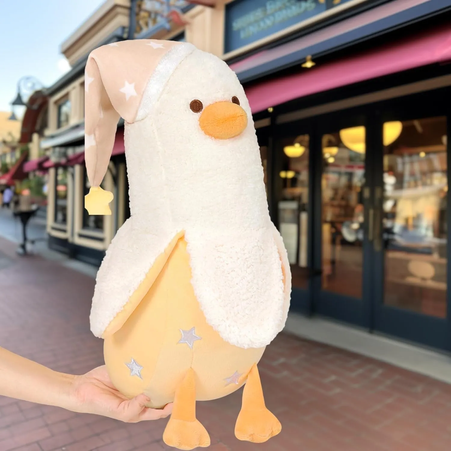 for interest thorn quench commission Kids White and Yellow 19.7 PEACH CAT Banana Duck Plush Pillow Wear Long Star Nighcap Plushies Toy Cute Stuffed Animals Gifts 