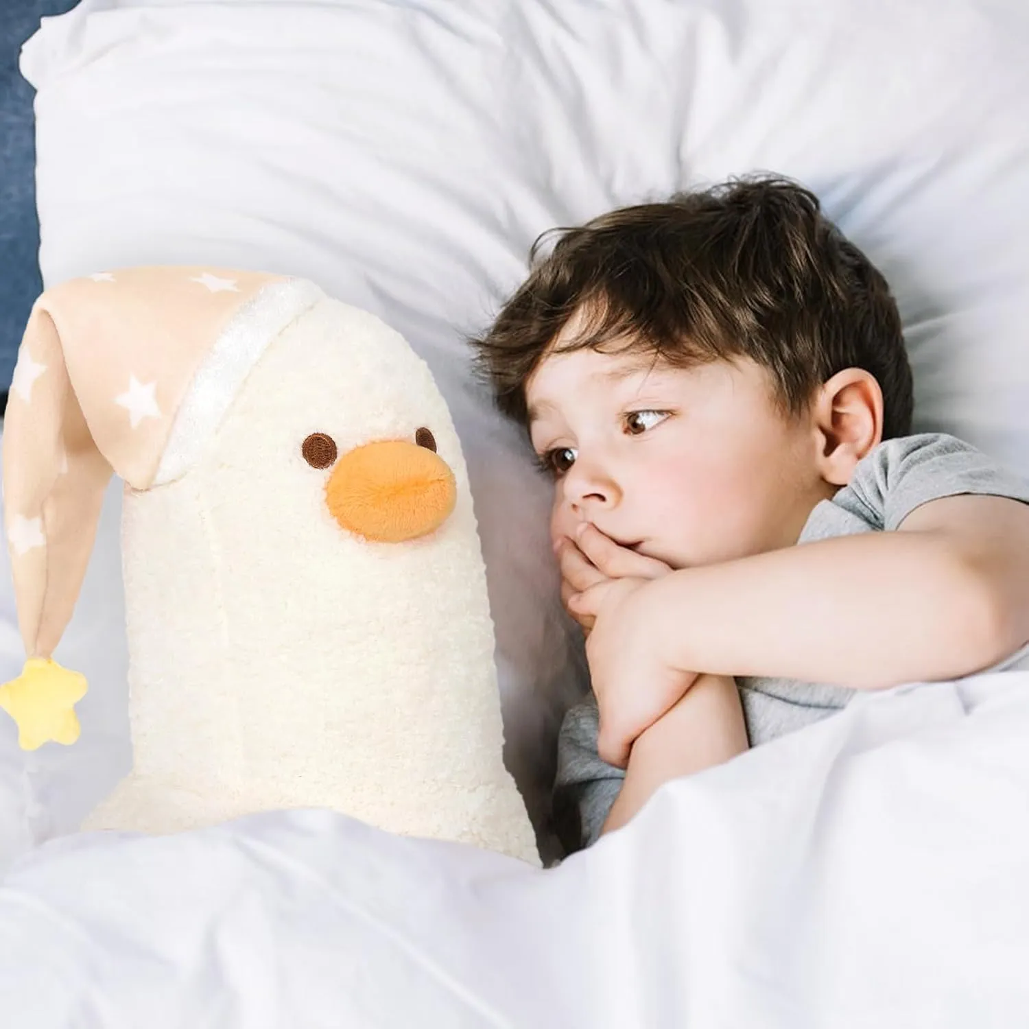 for interest thorn quench commission Kids White and Yellow 19.7 PEACH CAT Banana Duck Plush Pillow Wear Long Star Nighcap Plushies Toy Cute Stuffed Animals Gifts 