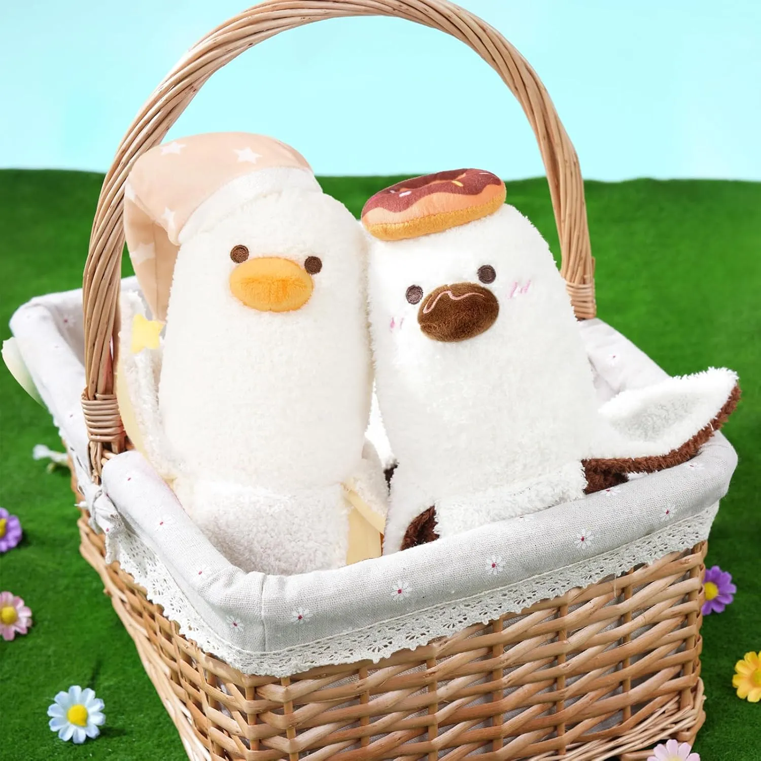 for interest thorn quench commission Kids White and Yellow 19.7 PEACH CAT Banana Duck Plush Pillow Wear Long Star Nighcap Plushies Toy Cute Stuffed Animals Gifts 