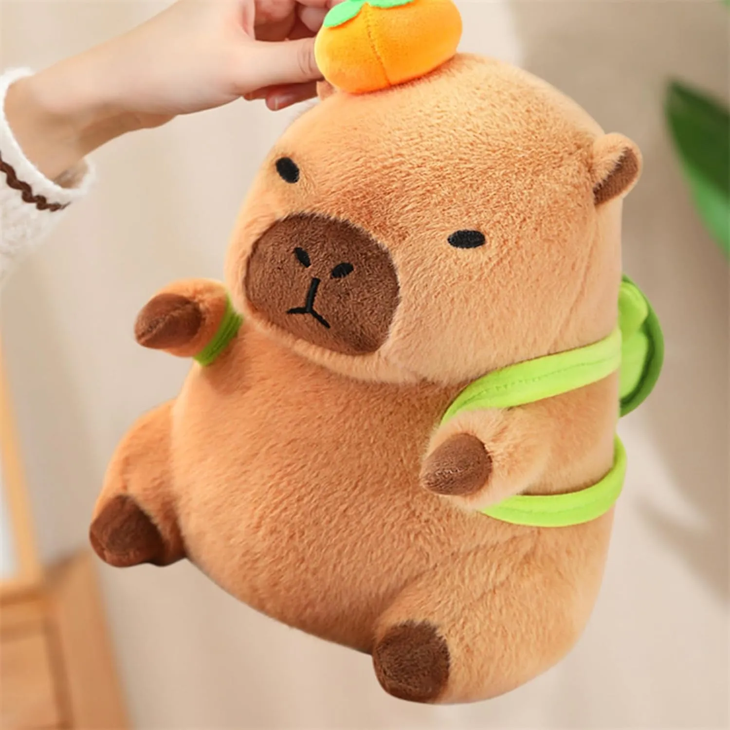 for Kids Brown 11 inch Ditucu Cute Orange Capybara Plush Pillow with roam prolific Turtle Backpack Stuffed Animal Capibara Plushies Toys Gifts 