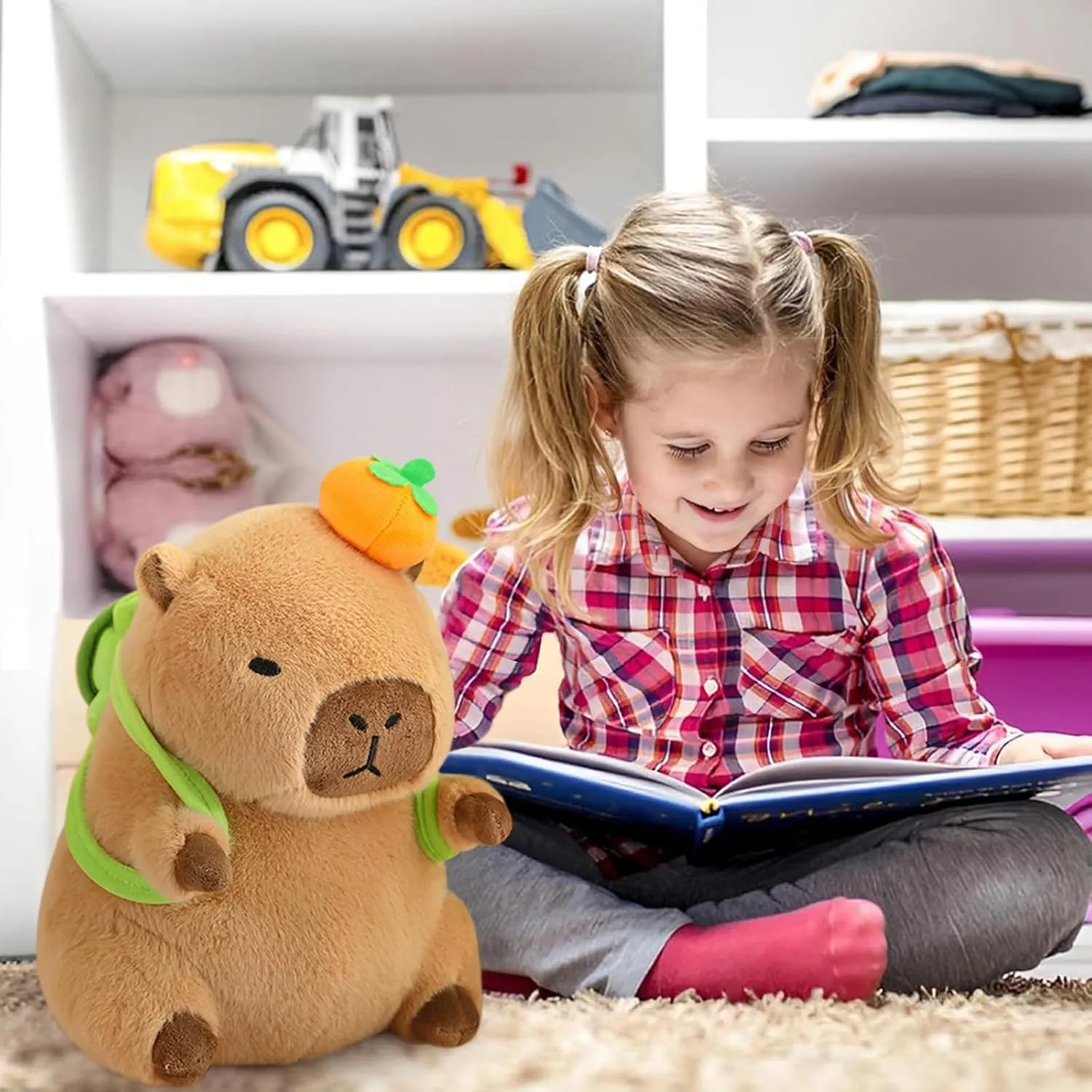 for Kids Brown 11 inch Ditucu Cute Orange Capybara Plush Pillow with roam prolific Turtle Backpack Stuffed Animal Capibara Plushies Toys Gifts 