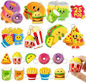 for Kids Classroom$ 25 Pack Kids Valentines cards with premature judgment purple rhythm analogy hide Food Squishy Toy Keychains$ Valentines Day Exchange Gifts for Kids$ Ideal Classroom Prize & Party Favors Valentines Day Cards 
