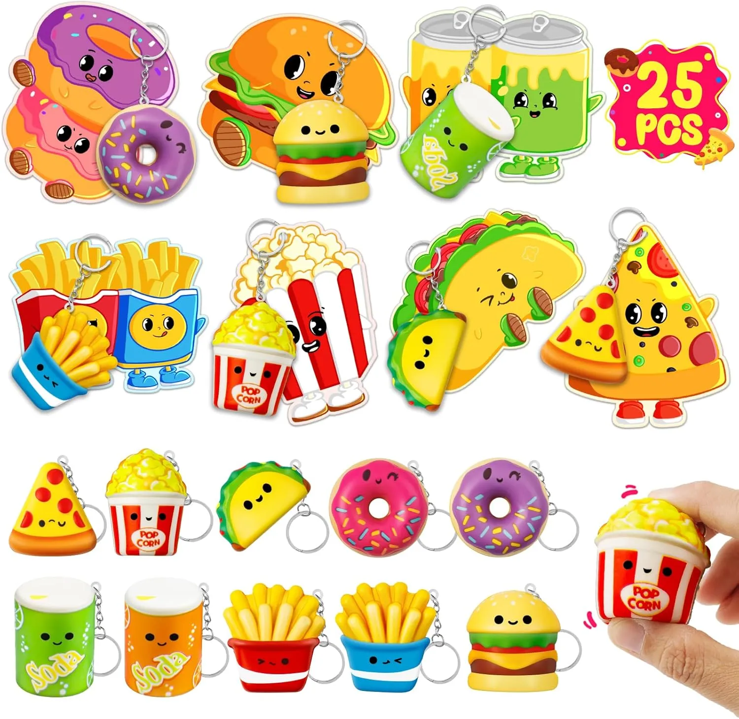 for Kids Classroom$ 25 Pack Kids Valentines cards with premature judgment purple rhythm analogy hide Food Squishy Toy Keychains$ Valentines Day Exchange Gifts for Kids$ Ideal Classroom Prize & Party Favors Valentines Day Cards 
