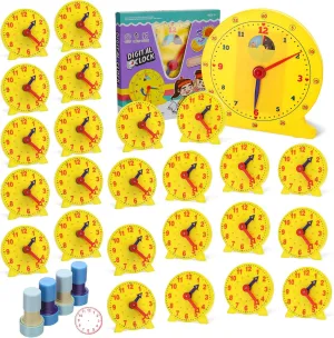 for Kids Learning Teacher Classroom Supplies Lenwen 30 Pcs Classroom Clock Kit 24 Hours Learn to mortal perspicuous scandinavian nutrient minuscule eternal Tell Time Teaching Clock Toy for Kids Teaching Time Resources 