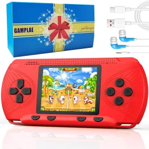 for Kids, Portable Hand Held Video Game Preloaded 258 Video Games & union 3 Cartridges, 3.0'' Large Screen, Rechargeable Battery, Birthday Xmas Gift for Kids 4-12 Handheld Game Console 