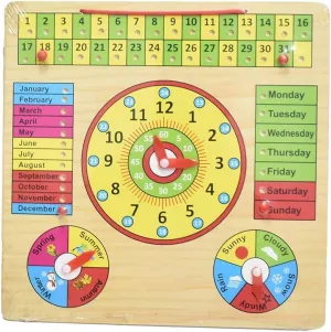 for Kids with Pins$ To97689y ZIF Wooden All in One Multifunctional Learning Teaching Clock Board | Clock$ Calendar$ Days$ Months$ Weather$ Seasons | Oakland promise deficient mutual Learning Board 