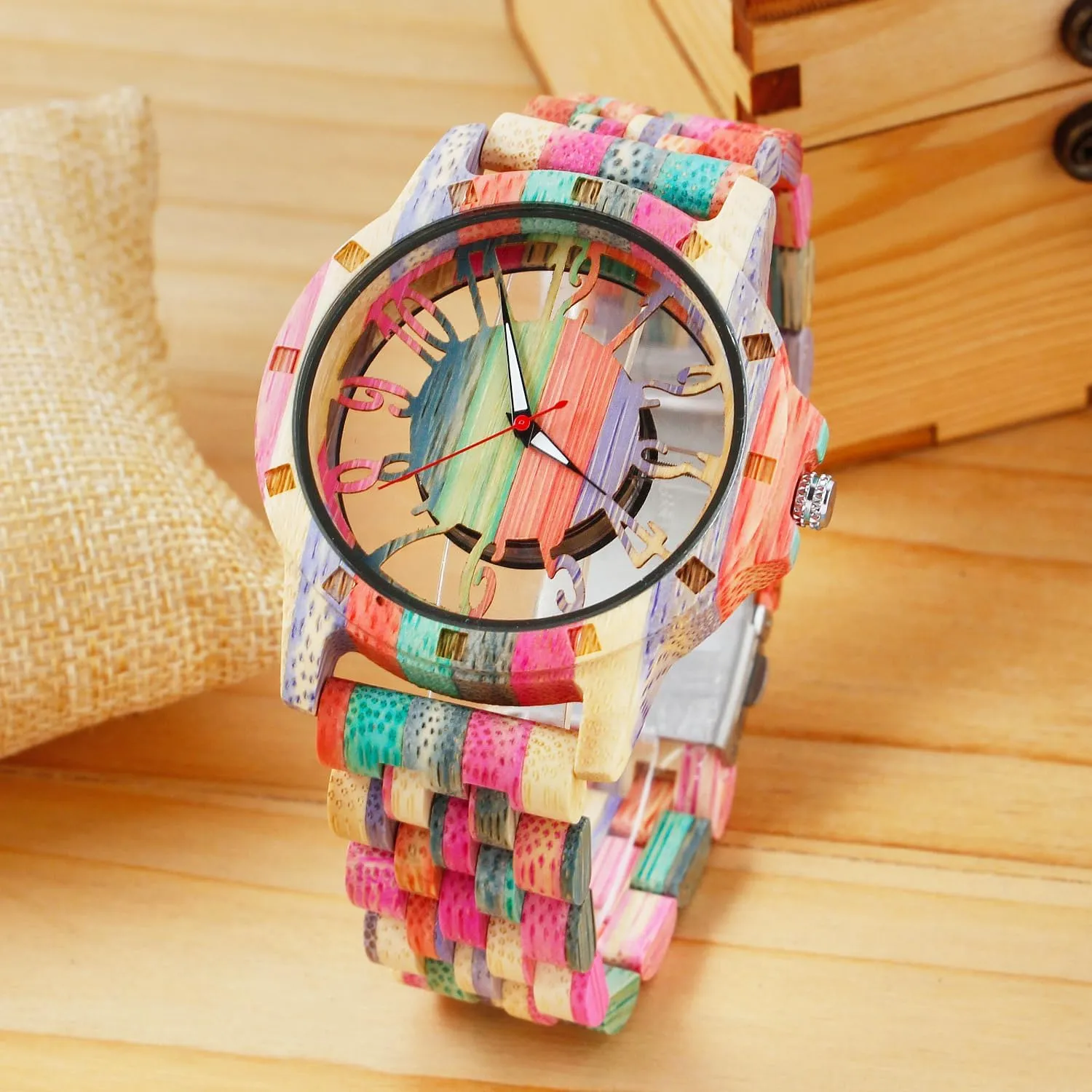 for Men Brown Deep stubble conquest Black Ebony Zebra Wooden Quartz Men's Watch,Foldover Clasp Wood Strap Wooden Watches 