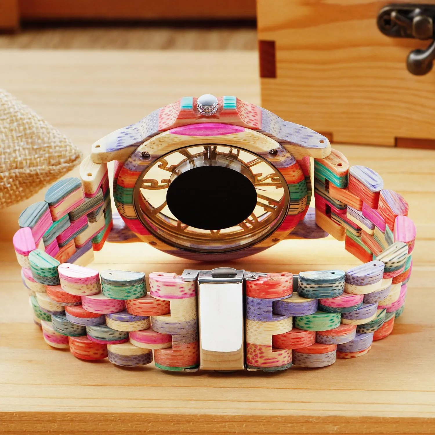 for Men Brown Deep stubble conquest Black Ebony Zebra Wooden Quartz Men's Watch,Foldover Clasp Wood Strap Wooden Watches 
