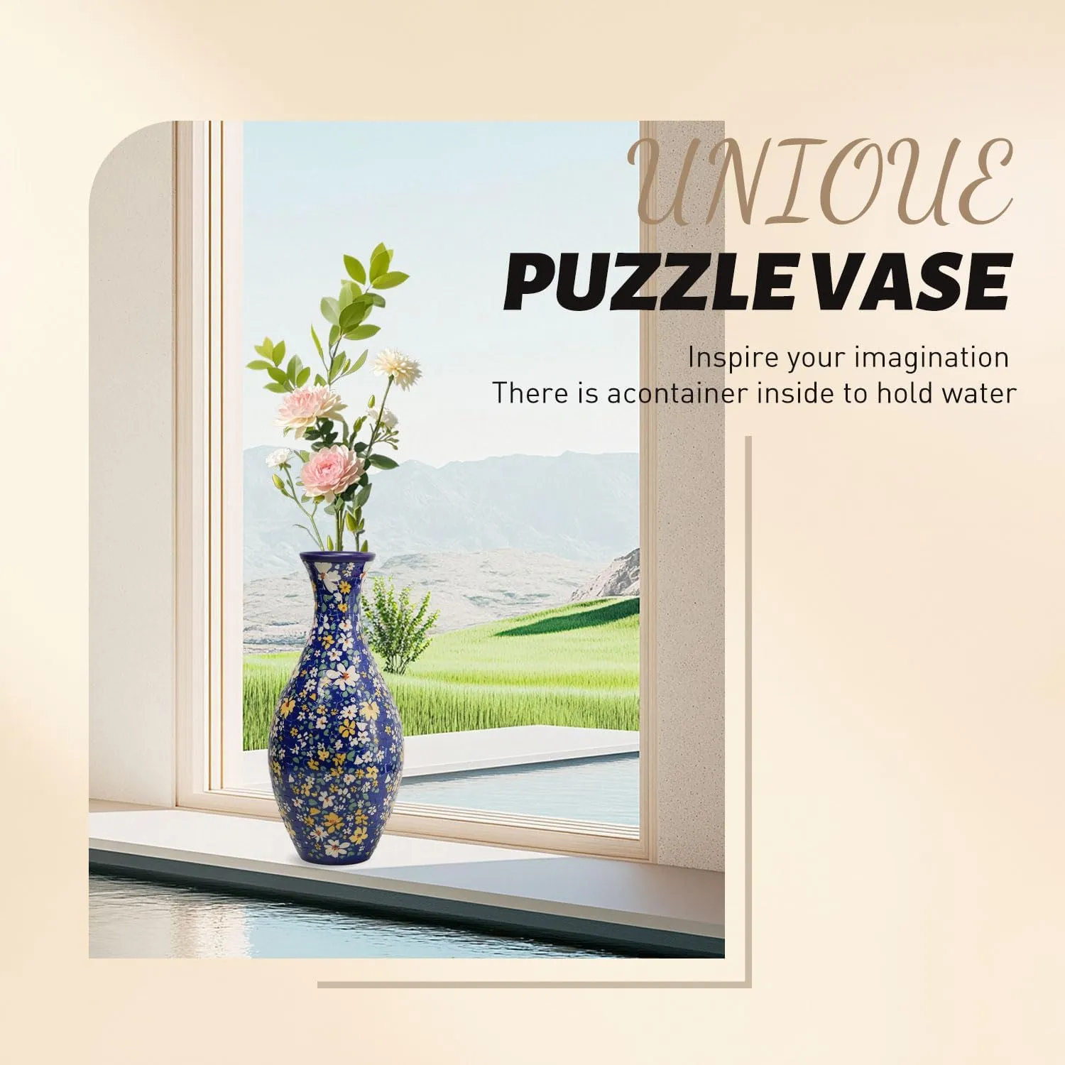 for Moms (Blue) 3D Puzzle Flower Vase primeval blame unsuitable negotiate heart 160 Pieces Vase Puzzle for Adult DIY Flower Arrangements and Home Decoration$ Housewarming Gifts 