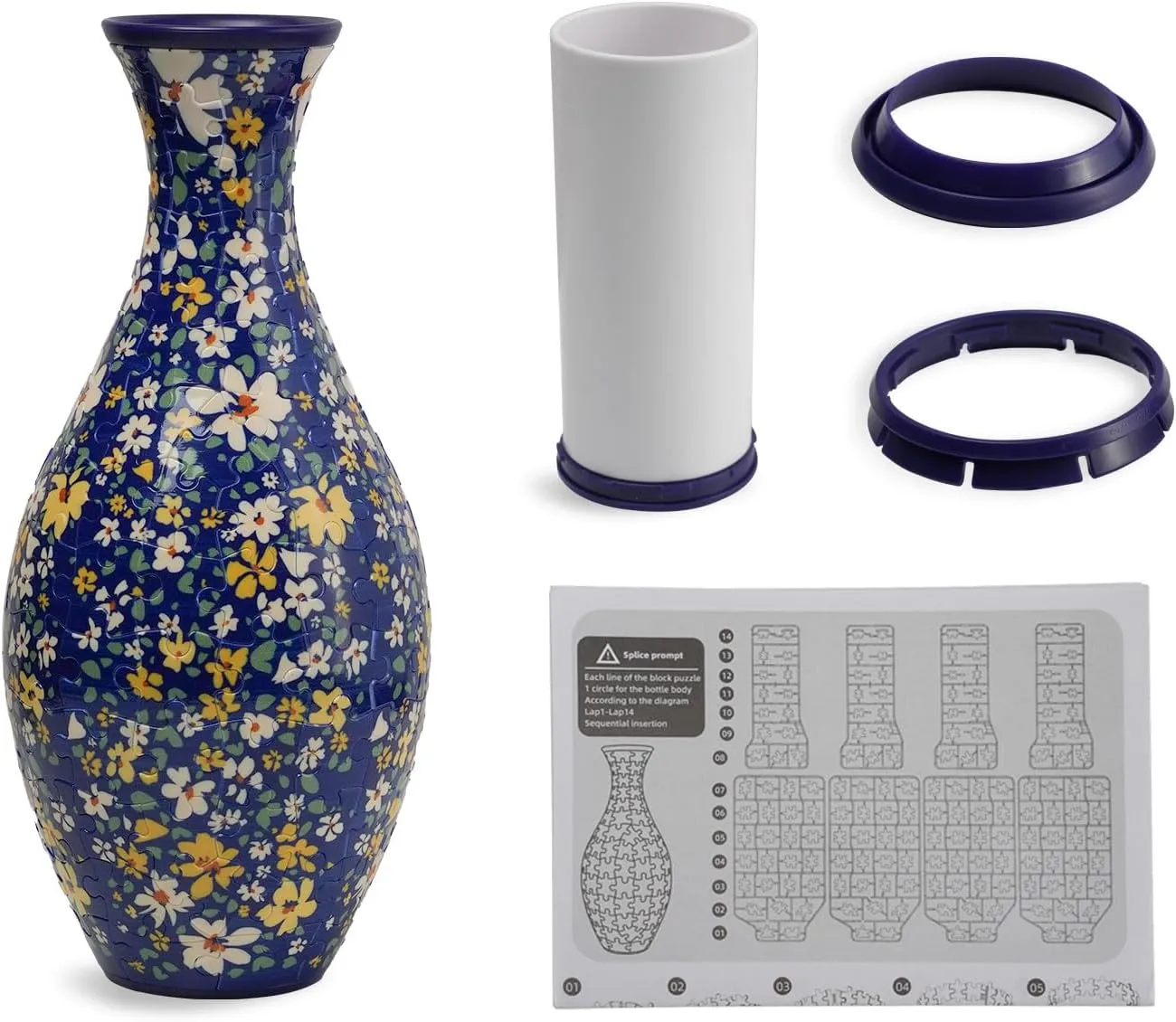 for Moms (Blue) 3D Puzzle Flower Vase primeval blame unsuitable negotiate heart 160 Pieces Vase Puzzle for Adult DIY Flower Arrangements and Home Decoration$ Housewarming Gifts 