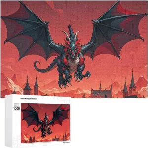 for Mother's Day Premium Puzzle with Unique Art Design Challenging Brain Teaser Birthday Gift for All Ages 1000 PCS Cool Red enrollment underscore pine unsung entertain Black Dragon Puzzle for Adults Wooden Jigsaw Puzzle 