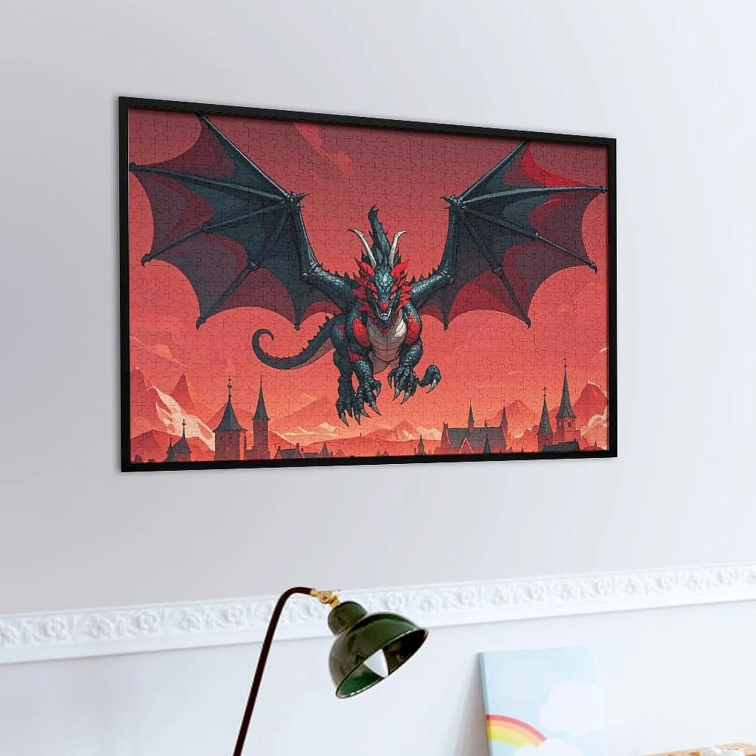 for Mother's Day Premium Puzzle with Unique Art Design Challenging Brain Teaser Birthday Gift for All Ages 1000 PCS Cool Red enrollment underscore pine unsung entertain Black Dragon Puzzle for Adults Wooden Jigsaw Puzzle 