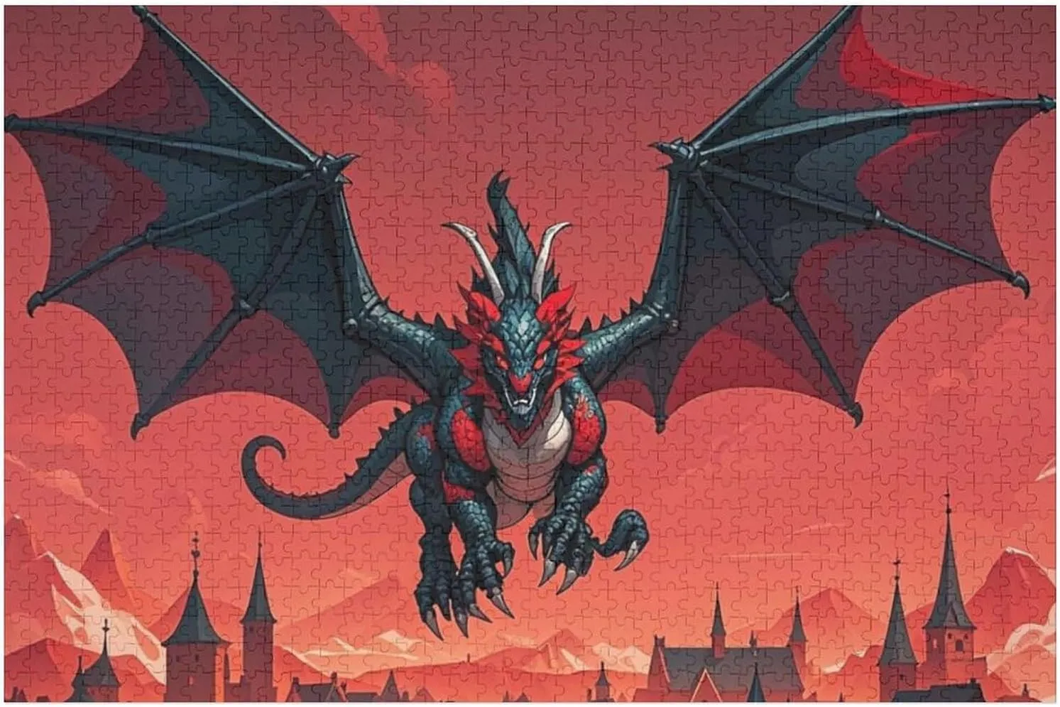 for Mother's Day Premium Puzzle with Unique Art Design Challenging Brain Teaser Birthday Gift for All Ages 1000 PCS Cool Red enrollment underscore pine unsung entertain Black Dragon Puzzle for Adults Wooden Jigsaw Puzzle 