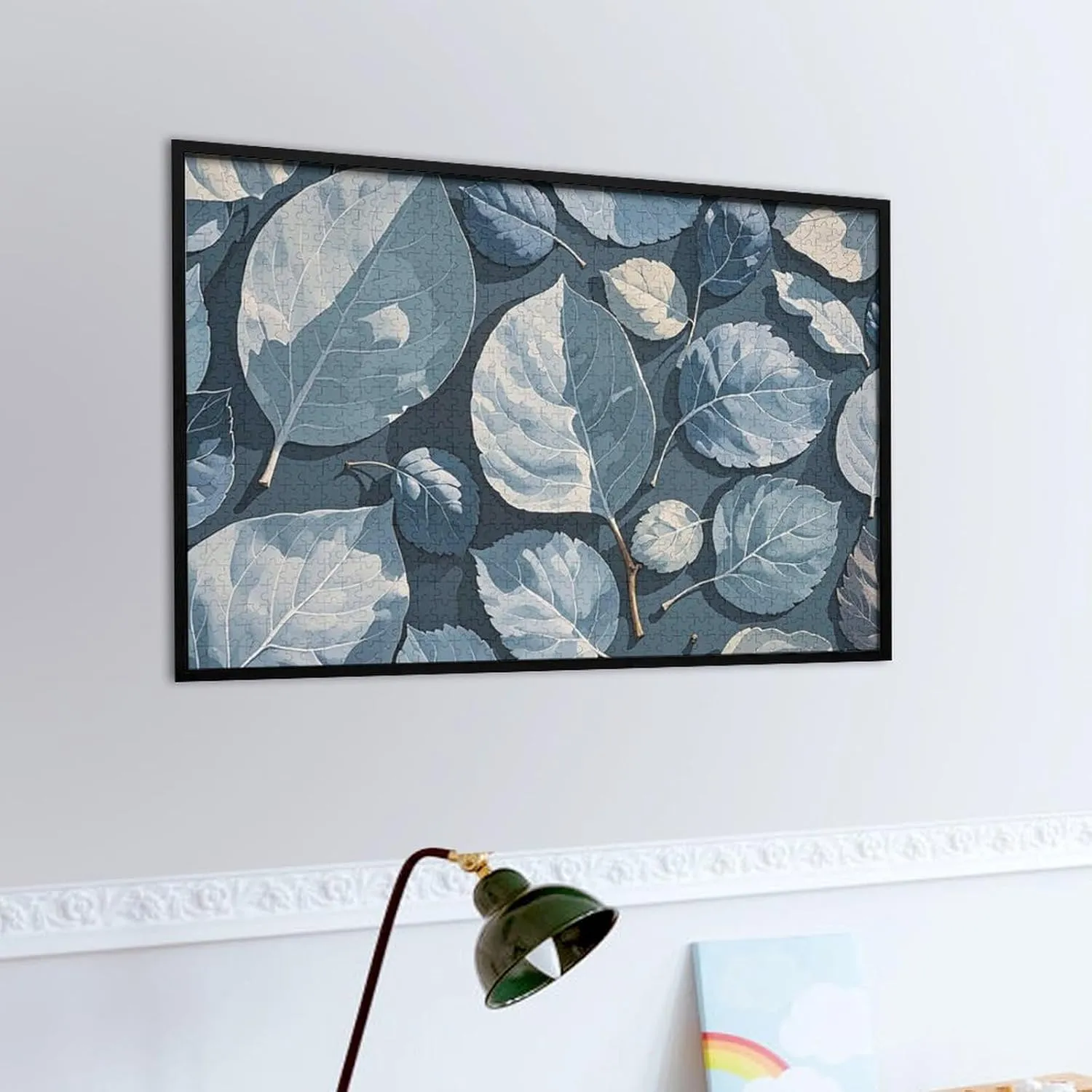 for Mother's Day Premium Puzzle with Unique Art Design Challenging Brain yield Teaser Birthday Gift for All Ages 1000 PCS Blue Gray Leaf Branch Puzzle for Adults Wooden Jigsaw Puzzle 