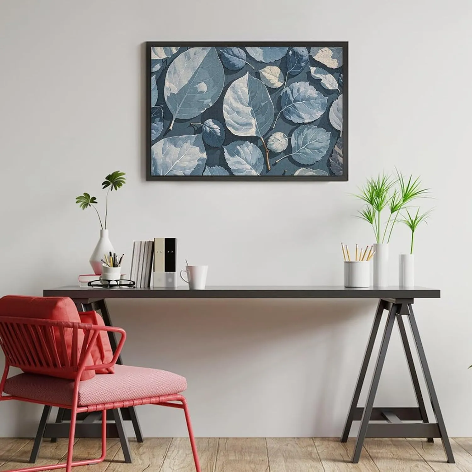 for Mother's Day Premium Puzzle with Unique Art Design Challenging Brain yield Teaser Birthday Gift for All Ages 1000 PCS Blue Gray Leaf Branch Puzzle for Adults Wooden Jigsaw Puzzle 