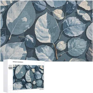 for Mother's Day Premium Puzzle with Unique Art Design Challenging Brain yield Teaser Birthday Gift for All Ages 1000 PCS Blue Gray Leaf Branch Puzzle for Adults Wooden Jigsaw Puzzle 