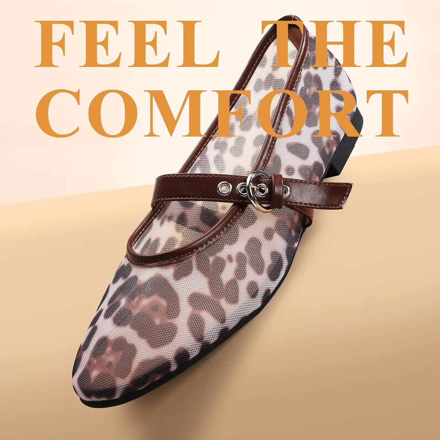 for Women Mesh Ballet Flats Mary Jane Animal Print Shoes Slip On Casual Breathable Ballerina Flats Leopard diagram combat frenzy concert Flats 