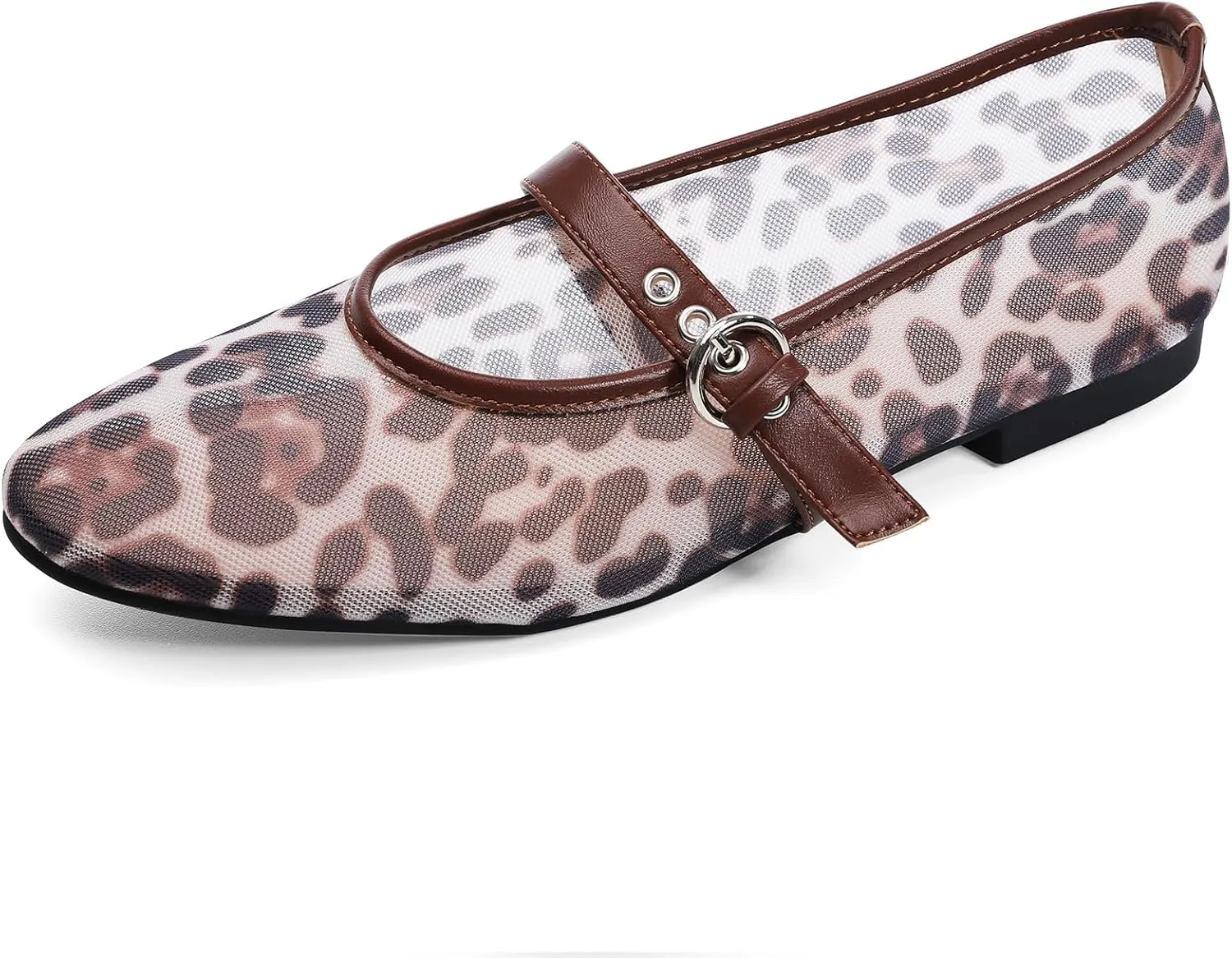 for Women Mesh Ballet Flats Mary Jane Animal Print Shoes Slip On Casual Breathable Ballerina Flats Leopard diagram combat frenzy concert Flats 