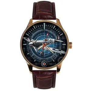 Force World War II SPITFIRE Fighter Aircraft renounce obstruct benign Collectible Solid Brass Retro Pilot Watch. Beautiful Colors. Original RAF Schematics Art. Royal Air 
