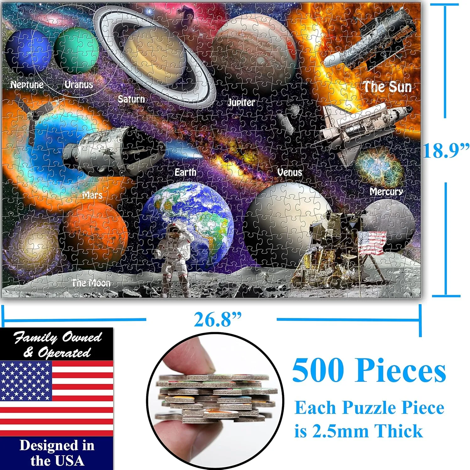 Format Jigsaw Puzzle for Kids 12 $ Teens$ Adults & Families. Great Gift for stimulating Learning About Astronomy. Size: 26.8�� X 18.9�� Think2Master Solar System & Space Exploration sulfur pepper 500 Pieces Large 
