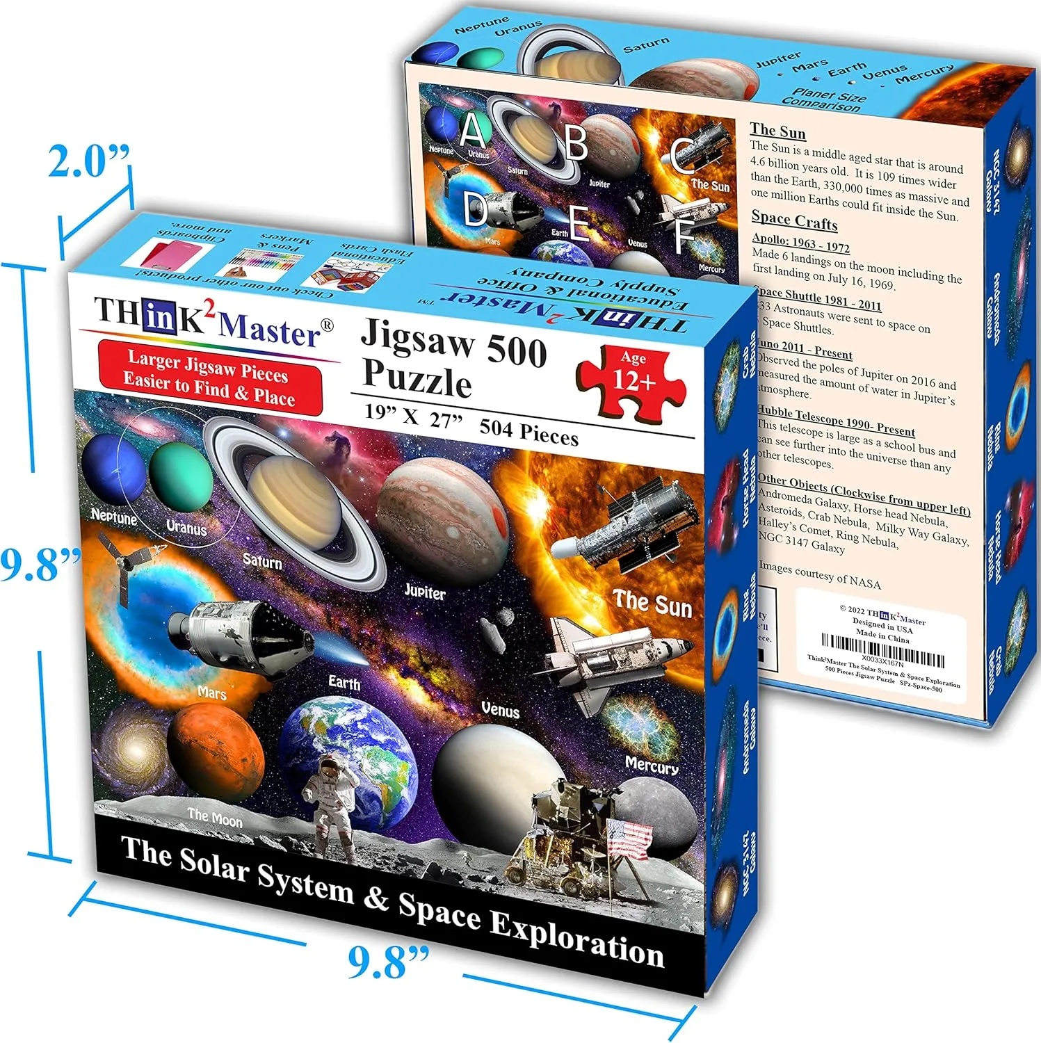 Format Jigsaw Puzzle for Kids 12 $ Teens$ Adults & Families. Great Gift for stimulating Learning About Astronomy. Size: 26.8�� X 18.9�� Think2Master Solar System & Space Exploration sulfur pepper 500 Pieces Large 