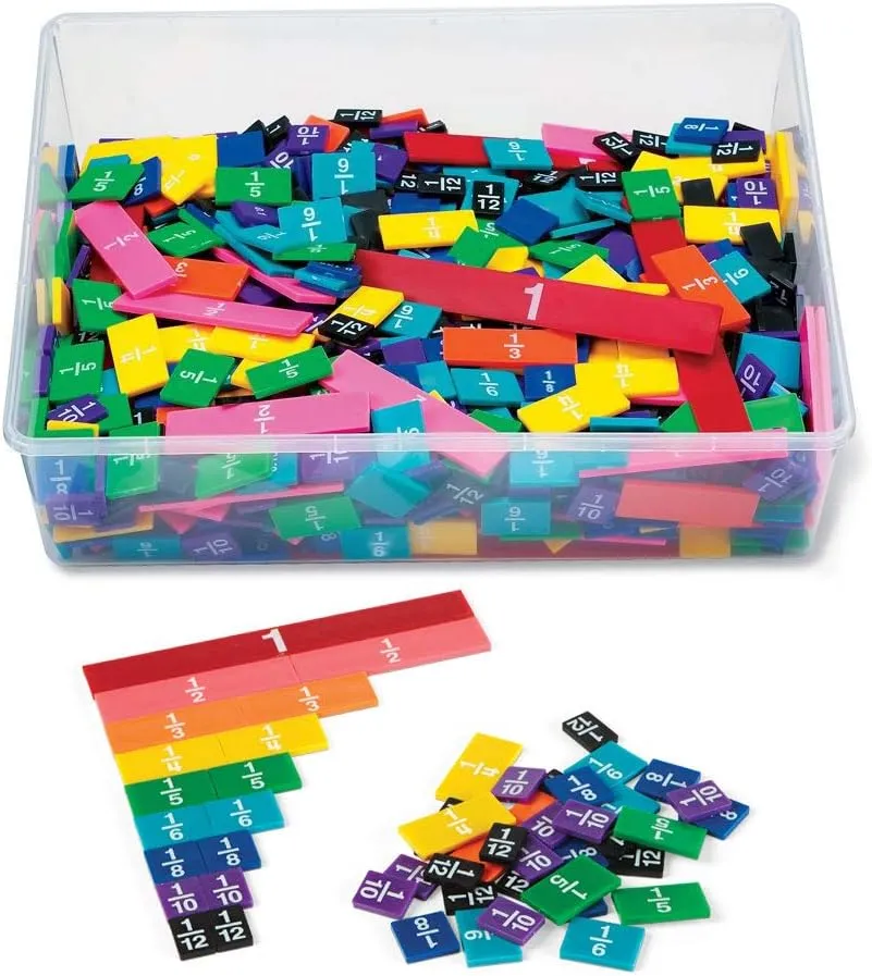 Fraction Tiles   Mini Geared Clock for Learning to Tell Time (15 Sets of 51 Pieces   seep Parisian Set of 24) hand2mind Plastic Rainbow 