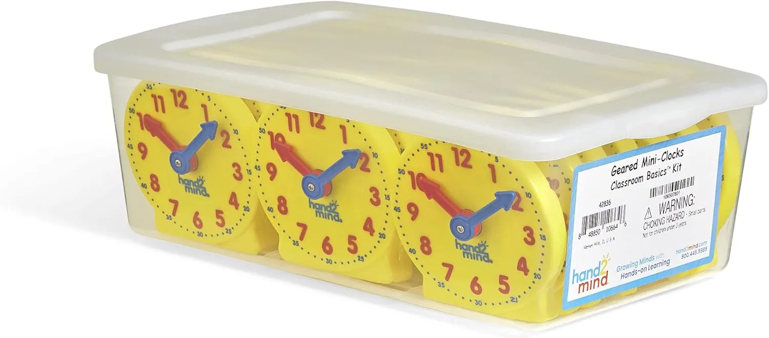 Fraction Tiles   Mini Geared Clock for Learning to Tell Time (15 Sets of 51 Pieces   seep Parisian Set of 24) hand2mind Plastic Rainbow 