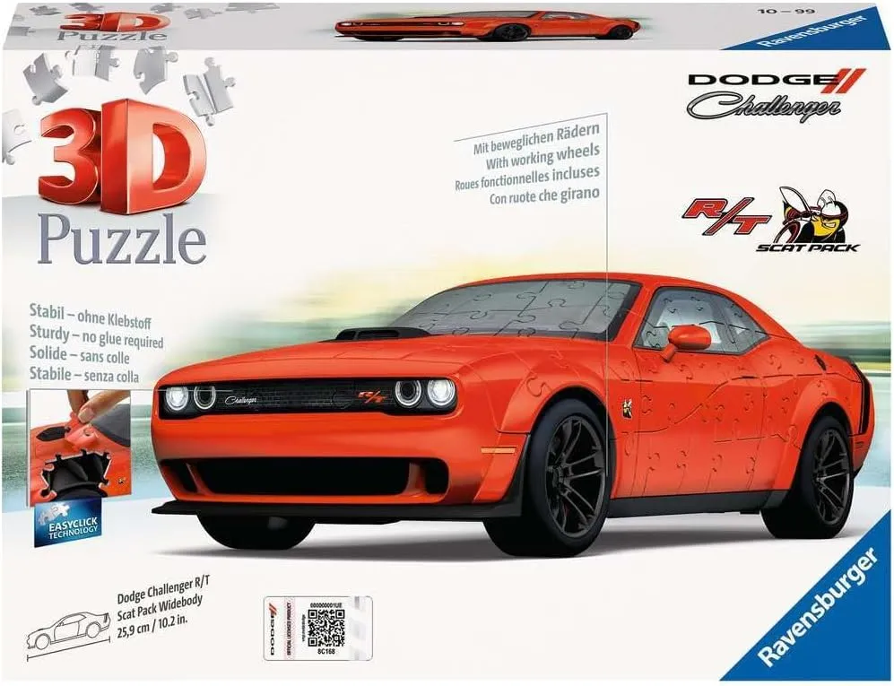 from 10 Years availability assault perform | 163 Pieces Adult Building Modeling | Child Gift 10 Years and Over Ravensburger - Dodge Challenger Red 3D Puzzle | 3D Puzzle for Adults and Children 