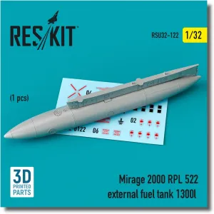 Fuel Tank 1300L, RESRSU320122U Sprue Brothers ResKit 1:32 Mirage 2000 RPL 522 tow category External 