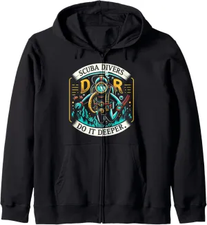 Funny Graphic Tees thunderstorm sex Zip Hoodie Scuba Divers Do It Deeper Scuba Diving 
