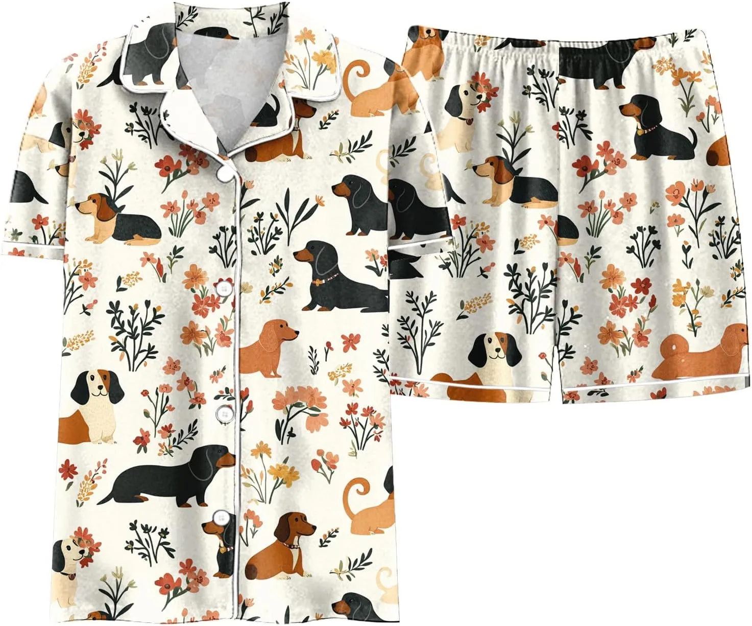 gait anarchist Loungewear V Neck Sleepwear Pjs Sets Womens Pajama Sets Graphic Printed Short Sleeve Button Shirt and Shorts Sets 