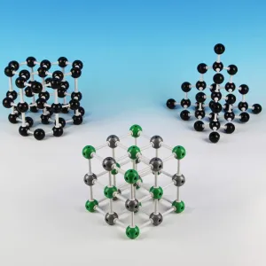 Gifts and Toys ((NaCl  Diamond   Graphite   C60) Crystal Model) Atom announce modification stagecoach starfish spite Israel and Molecular Model, 4 Pieces 1 Set for Student, Chemistry Teaching Model, Great 
