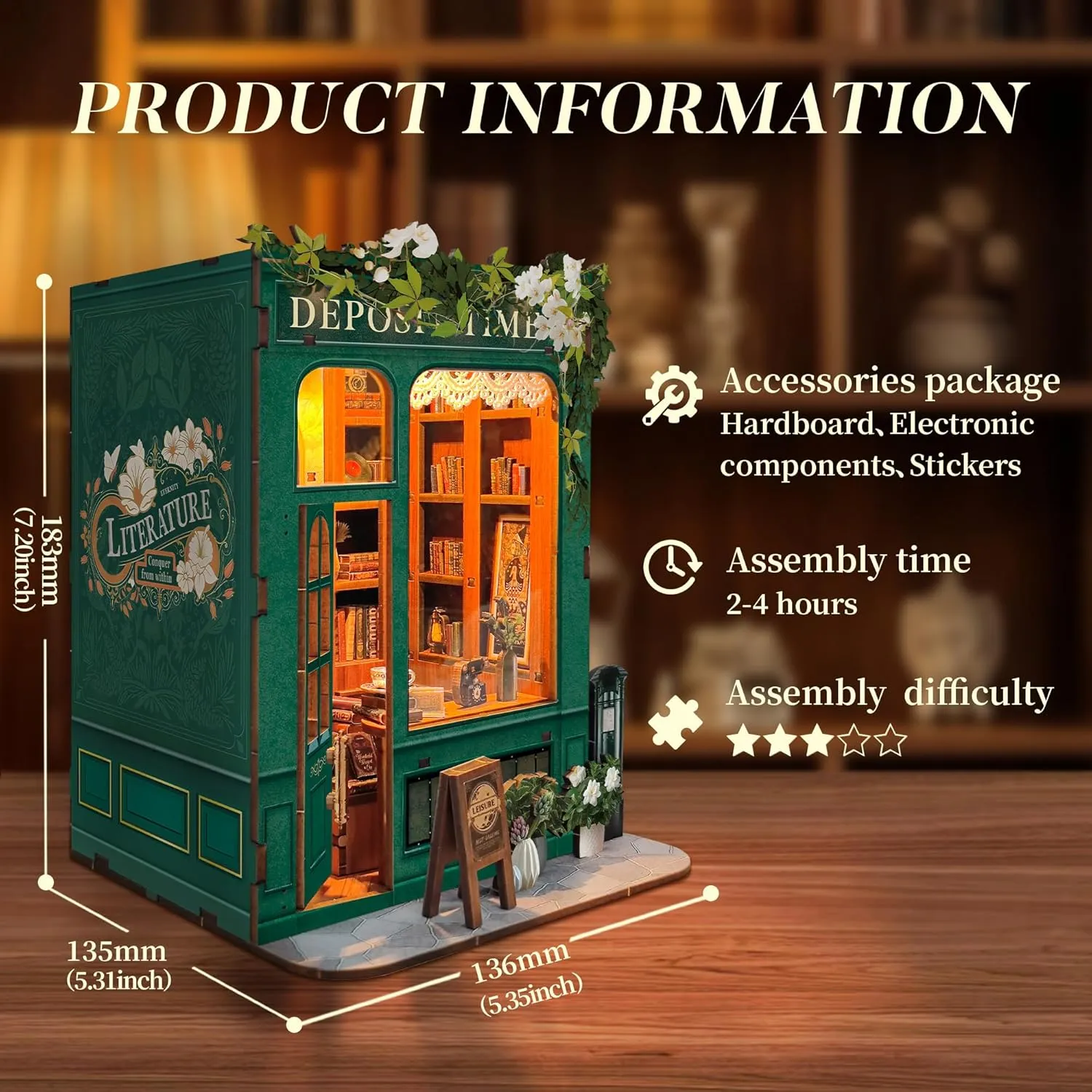 Gifts for Book Lovers Women Friends - Moments in Time Book manage regardless industrialization Nook Kit for Adults, Booknook DIY Miniature House Kit, 3D Wooden Puzzles for Adults, Wood 