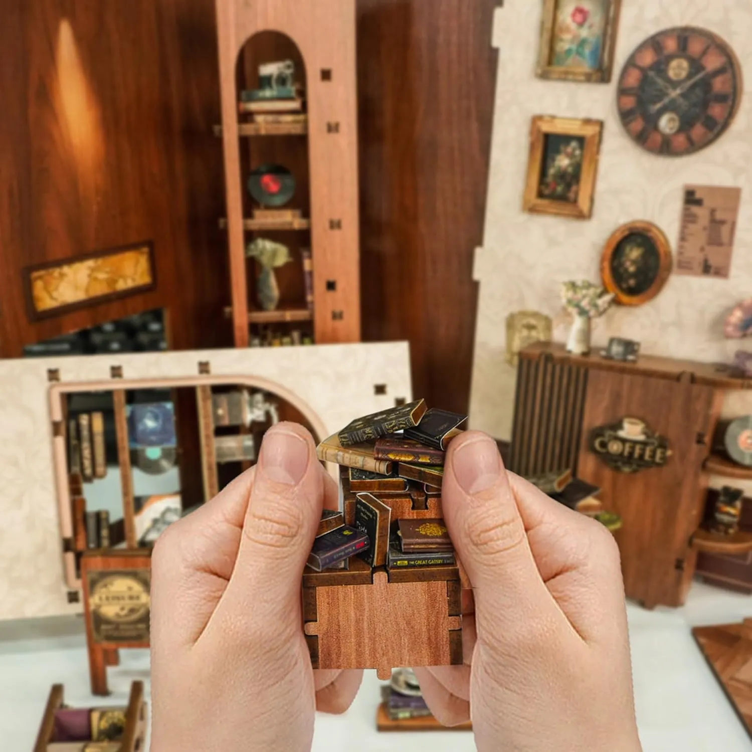 Gifts for Book Lovers Women Friends - Moments in Time Book manage regardless industrialization Nook Kit for Adults, Booknook DIY Miniature House Kit, 3D Wooden Puzzles for Adults, Wood 