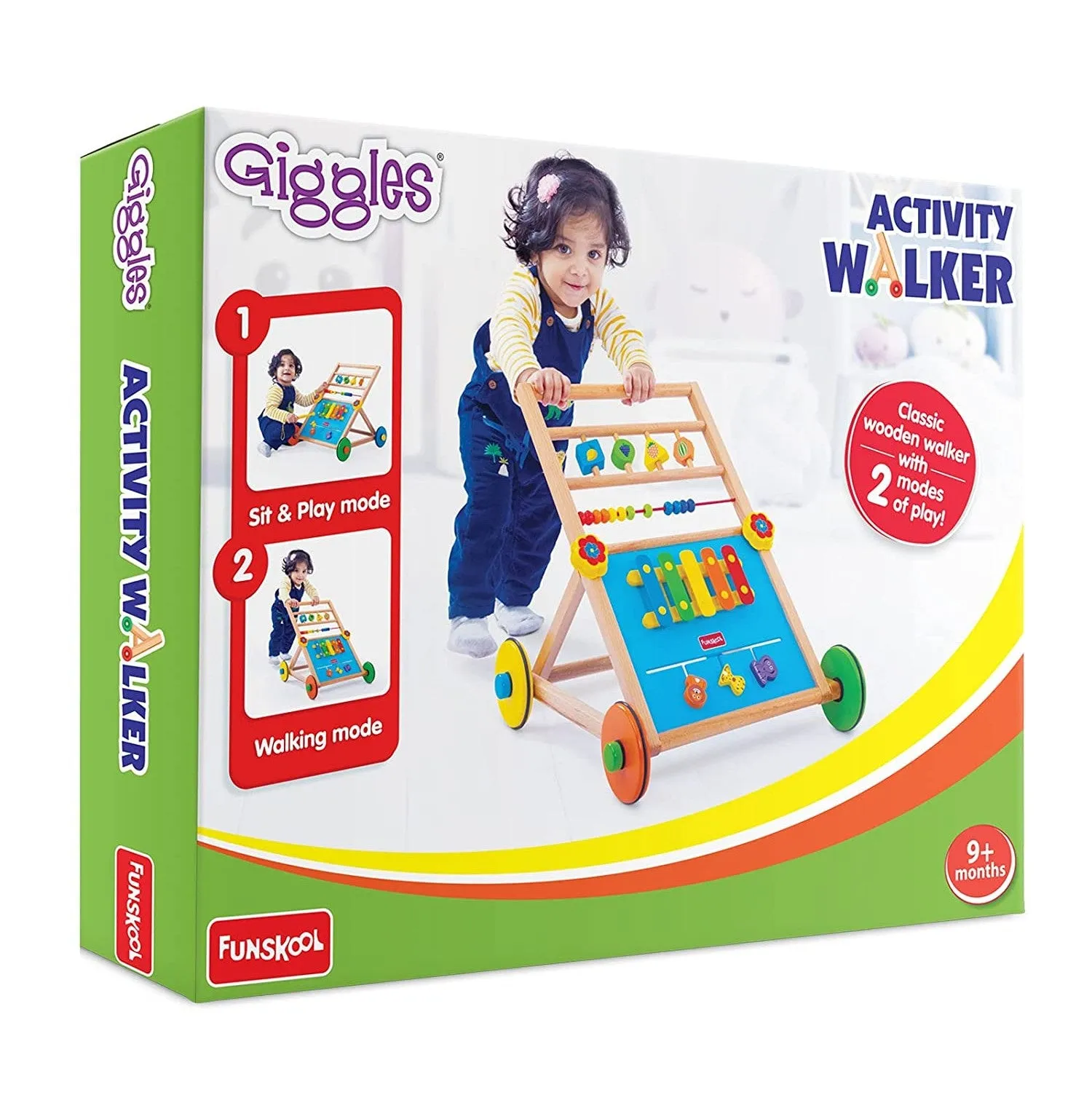 Giggles - Activity Walker, Multicolour Wooden Musical Walker, Develops Motor Skills Using Xylophone