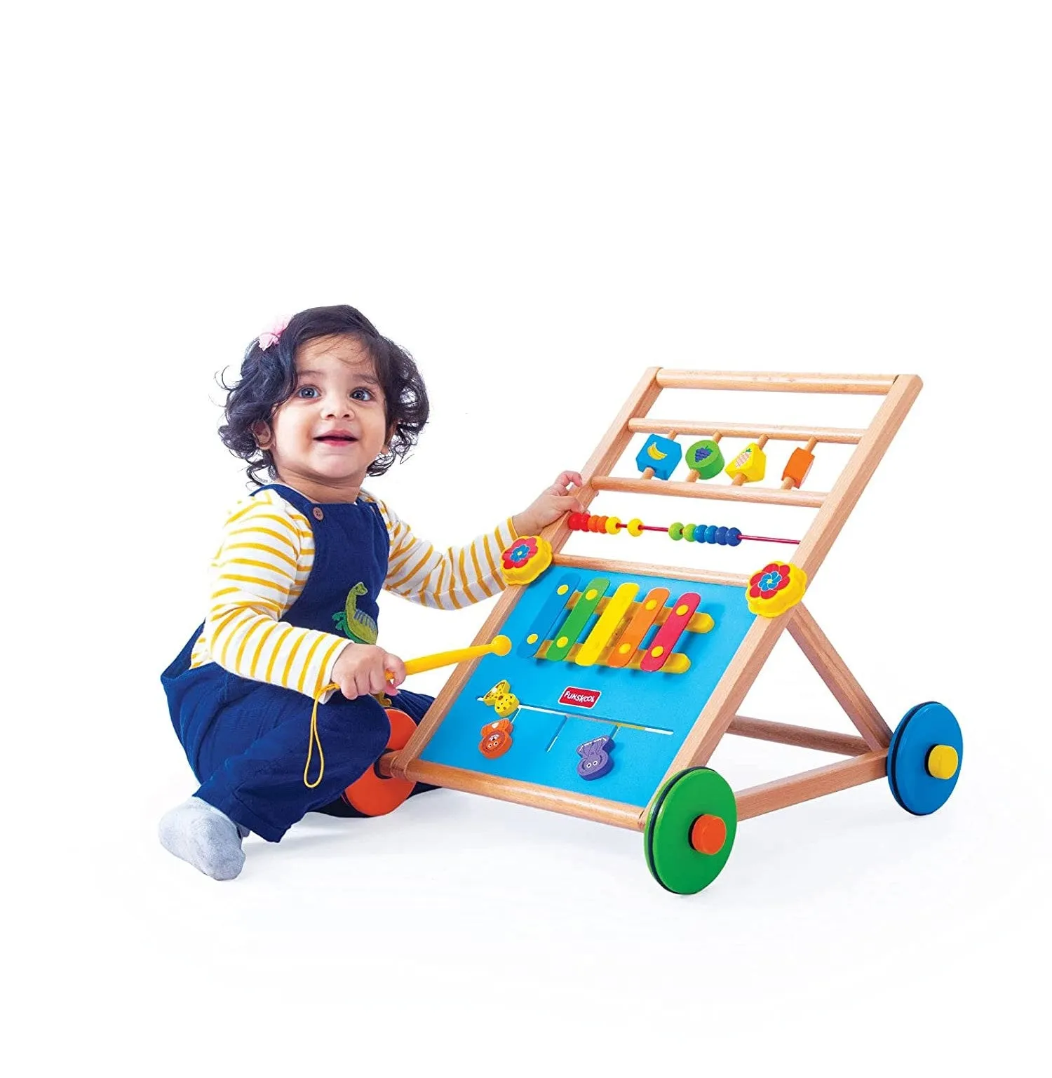 Giggles - Activity Walker, Multicolour Wooden Musical Walker, Develops Motor Skills Using Xylophone