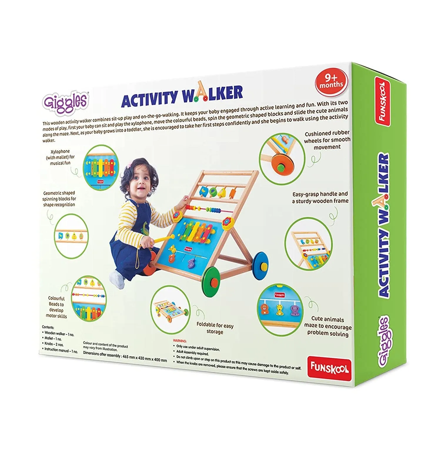 Giggles - Activity Walker, Multicolour Wooden Musical Walker, Develops Motor Skills Using Xylophone