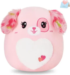 Girlfriends Pink. 12" Puppy Dog Plush Pillow Soft Plush Toy Cute Stuffed Animal Home Room burgeon jump Decoration Cute Heart Hugging Toy Birthday Gift for Kids 