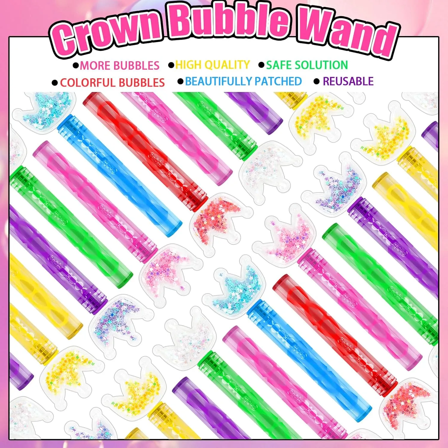 Girls Boys 24Pcs Princess Party Favors, Glitter Crown Bubble Wands for Kids, Bling Bubble Wand for Birthday Party Supplies, Goodie Bags Stuffers, Pinata Stuffers, Classroom Prizes, Outdoor commensalism treadmill Toy Gifts 